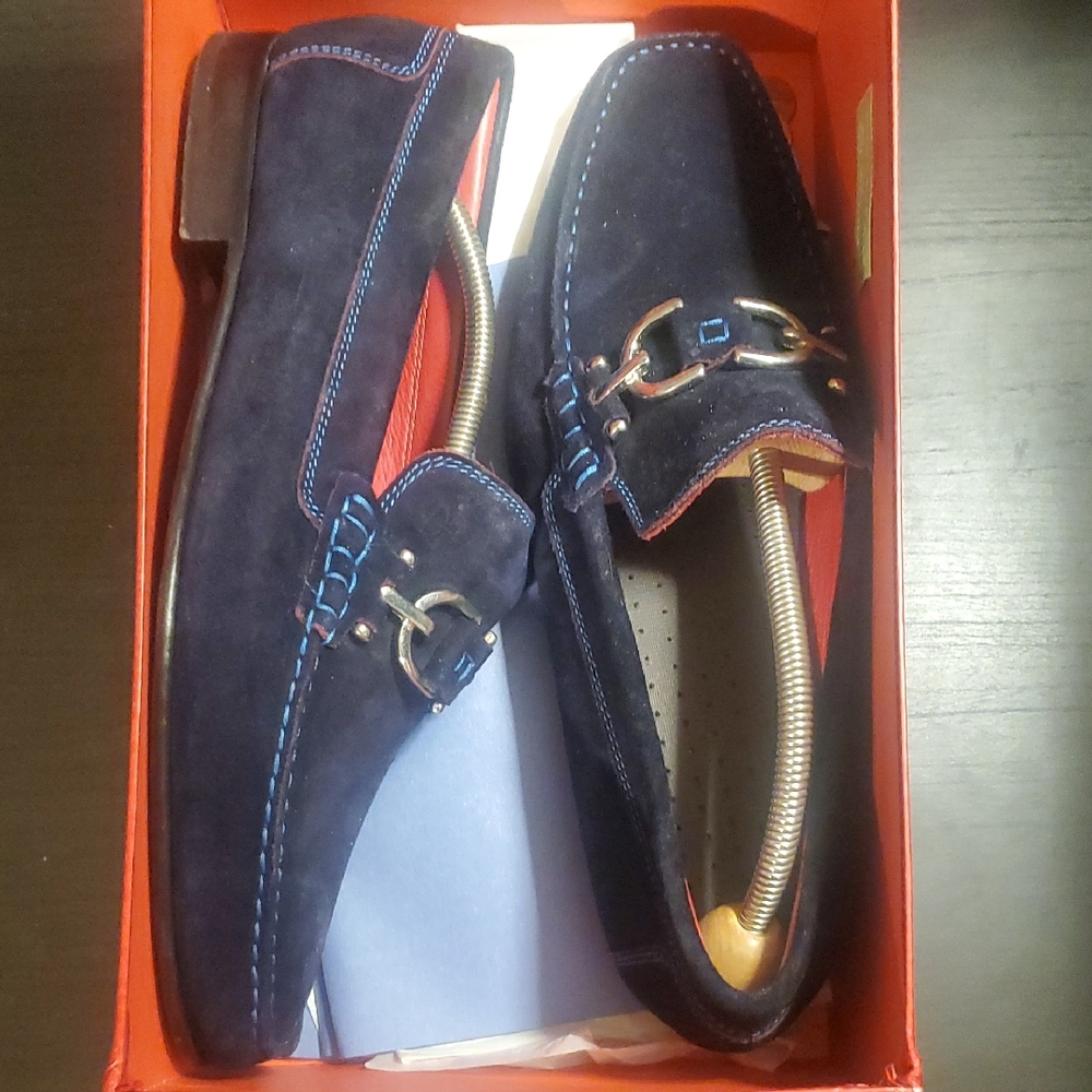 Donald J. Pliner Dark Blue Suede Loafers